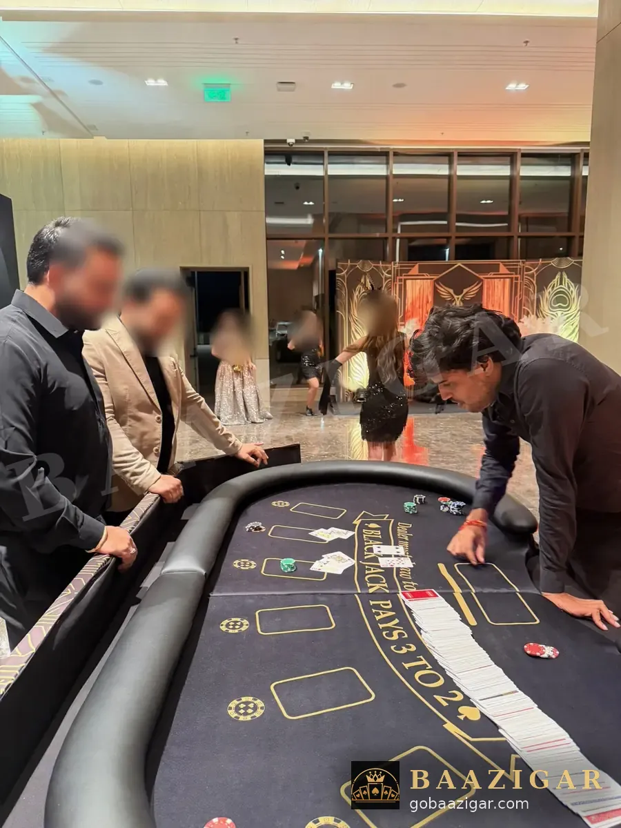 Dealer running a blackjack game at a company party