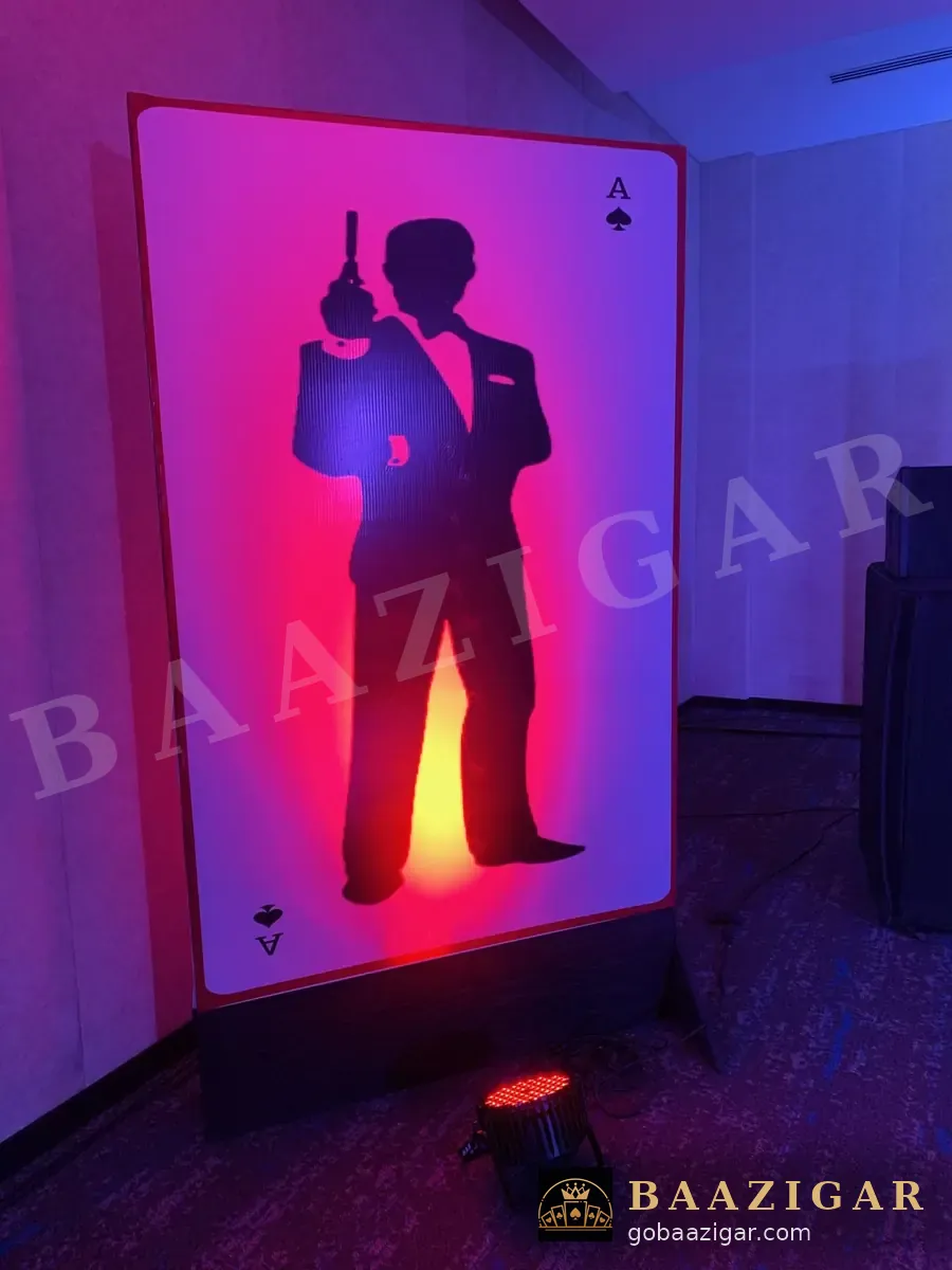 Giant ace card with a spy silhouette