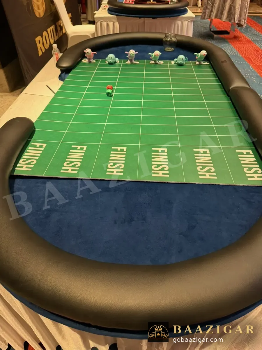 Derby horse-racing table up close