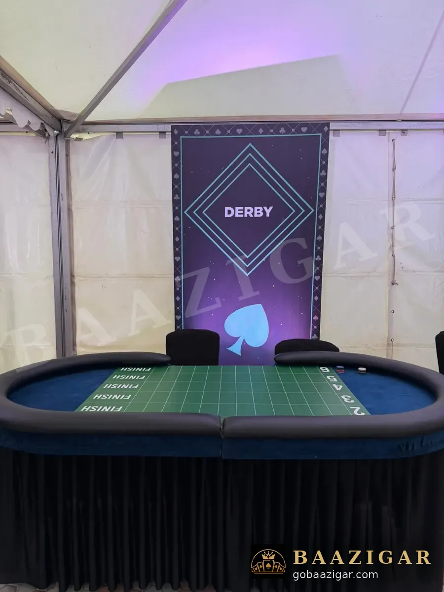 Horse-racing derby table at a company party