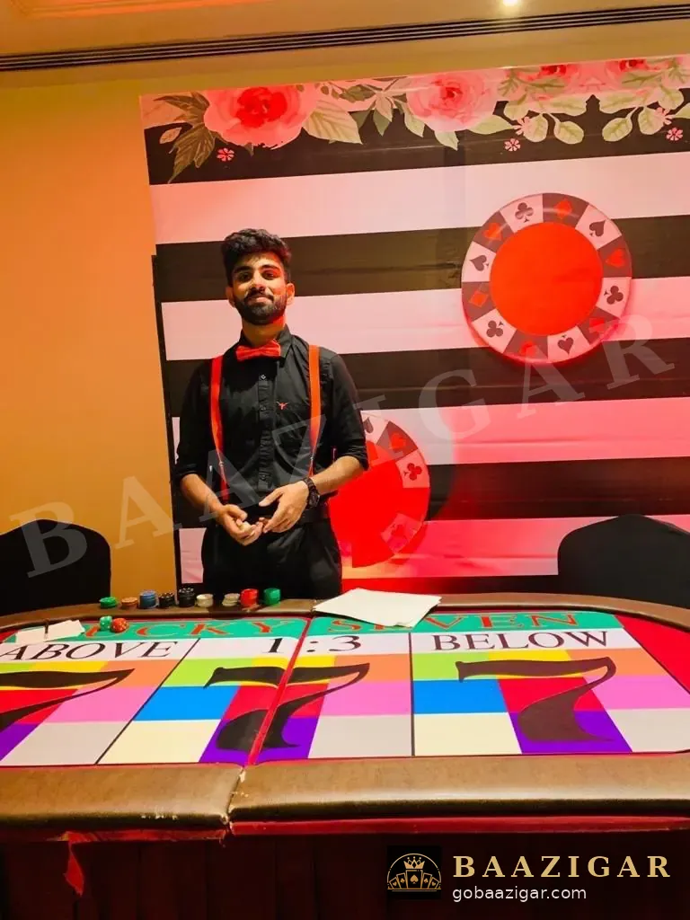 Dealer at a Lucky 7 (above and below) table