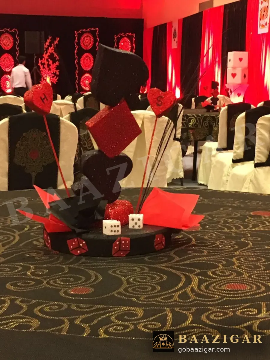 Card-suit and dice table centrepiece