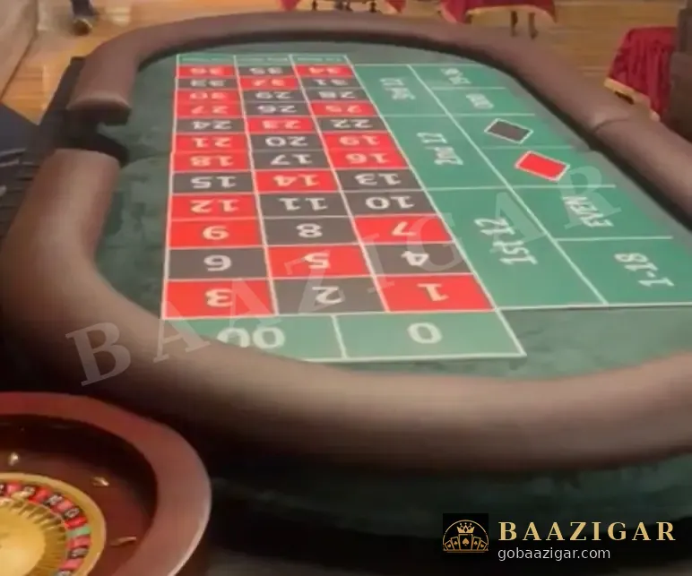 Roulette table and wheel at a house party