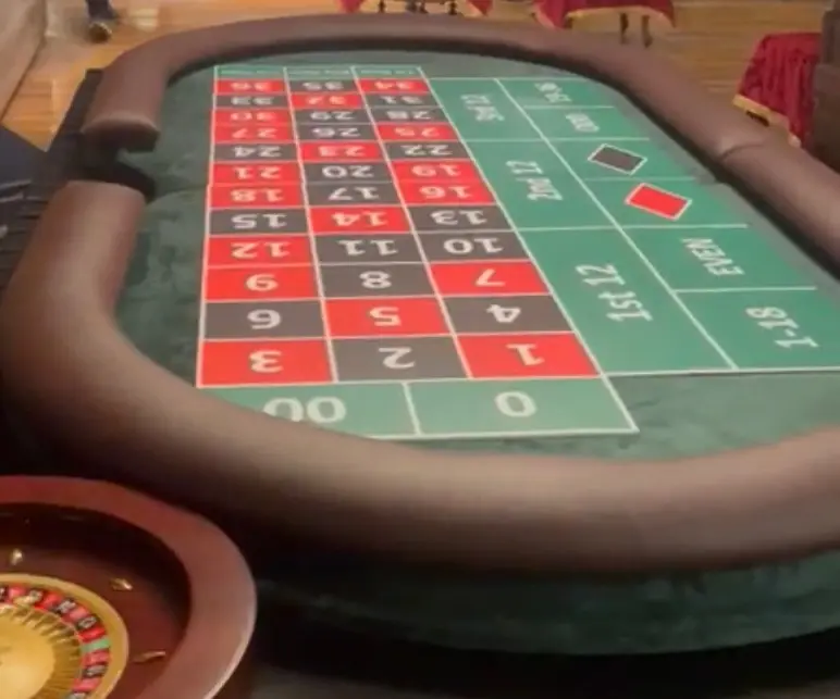 Roulette table and wheel at a house party