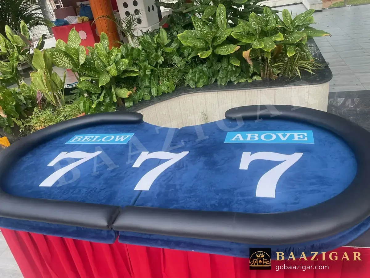 Lucky 7 above-and-below table set up in a garden
