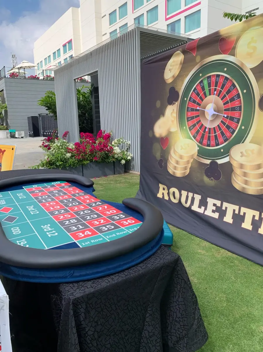 Roulette station with its themed backdrop