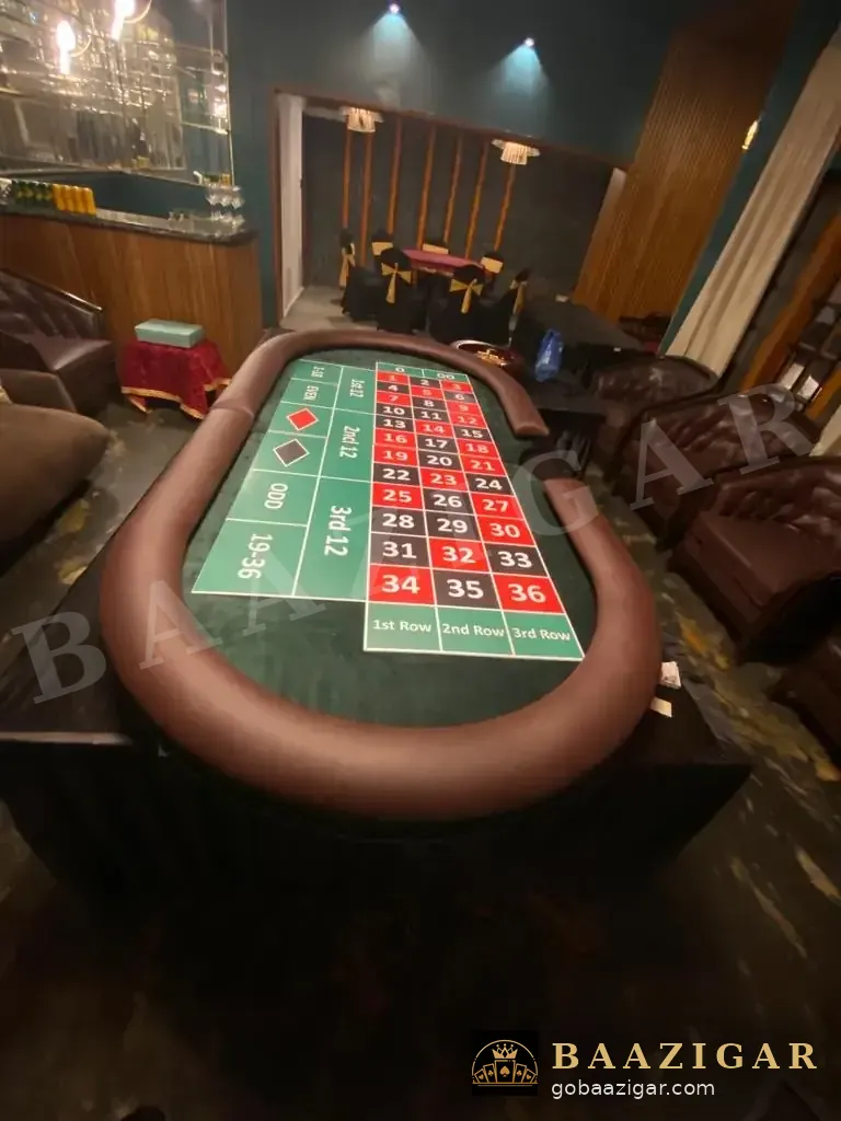 Roulette table set up in a home lounge
